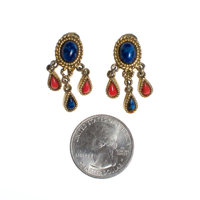 Capri Lapis and Coral Earring and  Brooch Set by Capri - Vintage Meet Modern Vintage Jewelry - Chicago, Illinois - #oldhollywoodglamour #vintagemeetmodern #designervintage #jewelrybox #antiquejewelry #vintagejewelry