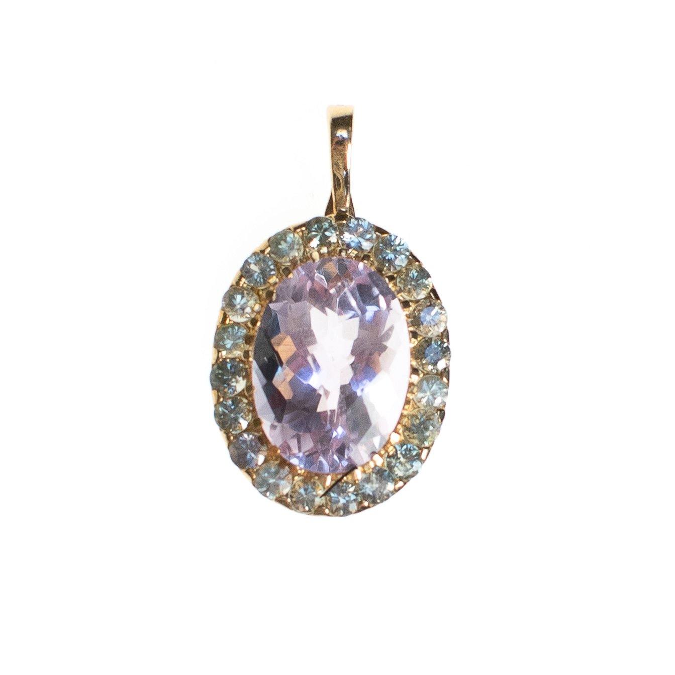 Vintage Lavender Spinel and Aqua Topaz Pendant Necklace by Vintage Meet Modern - Vintage Meet Modern Vintage Jewelry - Chicago, Illinois - #oldhollywoodglamour #vintagemeetmodern #designervintage #jewelrybox #antiquejewelry #vintagejewelry
