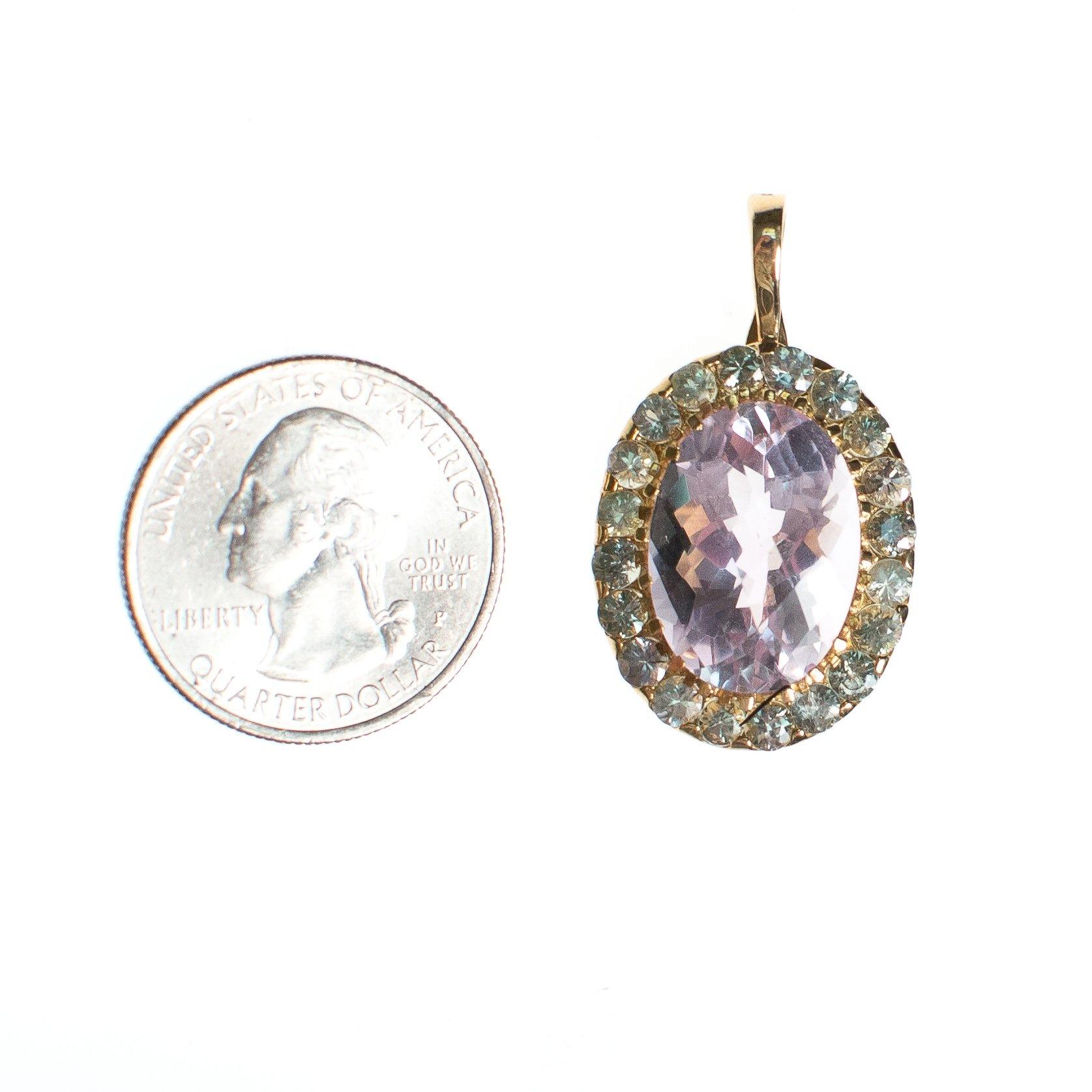 Vintage Lavender Spinel and Aqua Topaz Pendant Necklace by Vintage Meet Modern - Vintage Meet Modern Vintage Jewelry - Chicago, Illinois - #oldhollywoodglamour #vintagemeetmodern #designervintage #jewelrybox #antiquejewelry #vintagejewelry