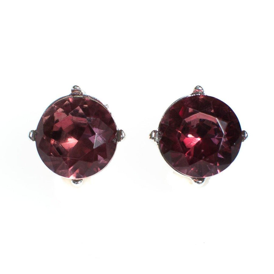 Plum Purple Crystal Stud Earrings by Vintage Meet Modern - Vintage Meet Modern Vintage Jewelry - Chicago, Illinois - #oldhollywoodglamour #vintagemeetmodern #designervintage #jewelrybox #antiquejewelry #vintagejewelry