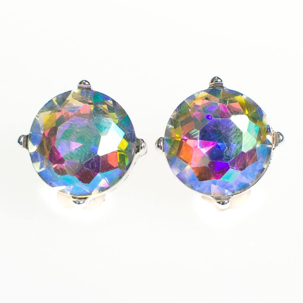 Aurora Borealis Crystal Stud Earrings by Vintage Meet Modern - Vintage Meet Modern Vintage Jewelry - Chicago, Illinois - #oldhollywoodglamour #vintagemeetmodern #designervintage #jewelrybox #antiquejewelry #vintagejewelry