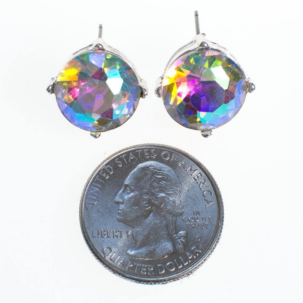 Aurora Borealis Crystal Stud Earrings by Vintage Meet Modern - Vintage Meet Modern Vintage Jewelry - Chicago, Illinois - #oldhollywoodglamour #vintagemeetmodern #designervintage #jewelrybox #antiquejewelry #vintagejewelry