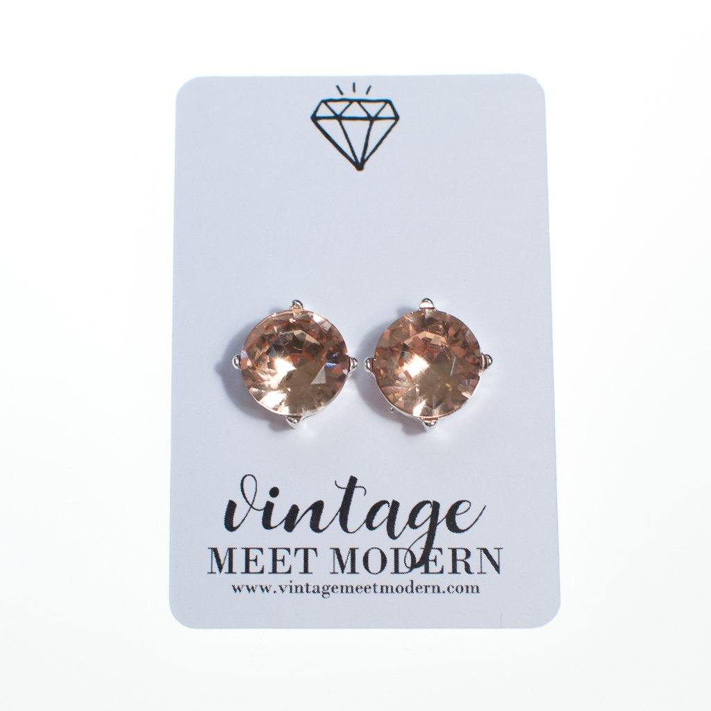 Blush Pink Crystal Stud Earrings by Vintage Meet Modern - Vintage Meet Modern Vintage Jewelry - Chicago, Illinois - #oldhollywoodglamour #vintagemeetmodern #designervintage #jewelrybox #antiquejewelry #vintagejewelry