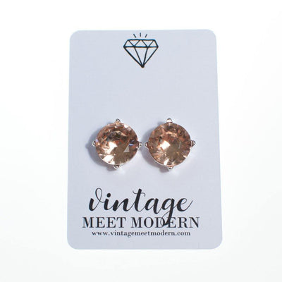 Blush Pink Crystal Stud Earrings by Vintage Meet Modern - Vintage Meet Modern Vintage Jewelry - Chicago, Illinois - #oldhollywoodglamour #vintagemeetmodern #designervintage #jewelrybox #antiquejewelry #vintagejewelry