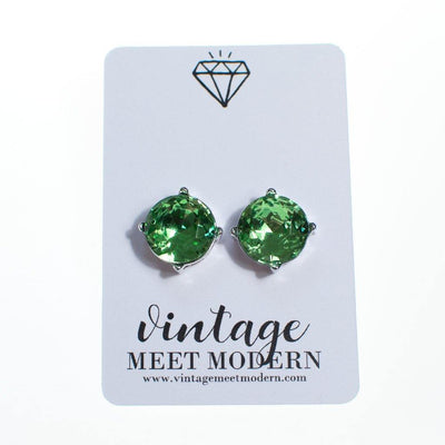 Green Crystal Candy Stud Earrings by Vintage Meet Modern - Vintage Meet Modern Vintage Jewelry - Chicago, Illinois - #oldhollywoodglamour #vintagemeetmodern #designervintage #jewelrybox #antiquejewelry #vintagejewelry