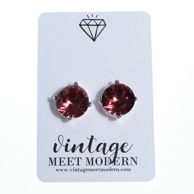 Plum Purple Crystal Stud Earrings by Vintage Meet Modern - Vintage Meet Modern Vintage Jewelry - Chicago, Illinois - #oldhollywoodglamour #vintagemeetmodern #designervintage #jewelrybox #antiquejewelry #vintagejewelry