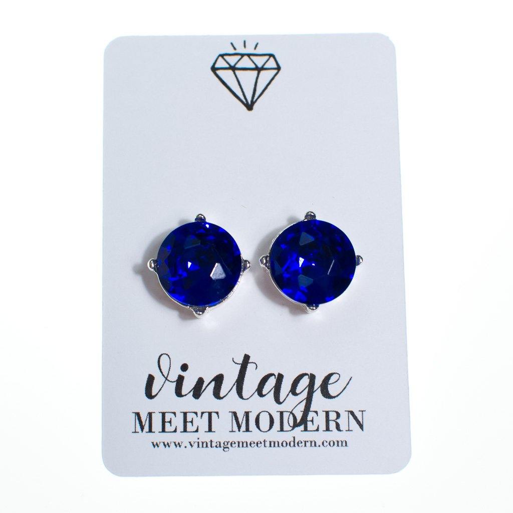 Blue Crystal Candy Stud Earrings by Vintage Meet Modern - Vintage Meet Modern Vintage Jewelry - Chicago, Illinois - #oldhollywoodglamour #vintagemeetmodern #designervintage #jewelrybox #antiquejewelry #vintagejewelry
