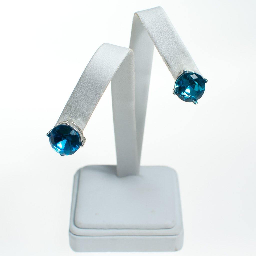 Aqua Crystal Stud Earrings by Vintage Meet Modern - Vintage Meet Modern Vintage Jewelry - Chicago, Illinois - #oldhollywoodglamour #vintagemeetmodern #designervintage #jewelrybox #antiquejewelry #vintagejewelry
