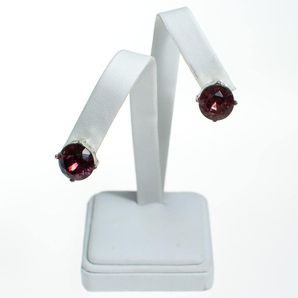 Plum Purple Crystal Stud Earrings by Vintage Meet Modern - Vintage Meet Modern Vintage Jewelry - Chicago, Illinois - #oldhollywoodglamour #vintagemeetmodern #designervintage #jewelrybox #antiquejewelry #vintagejewelry