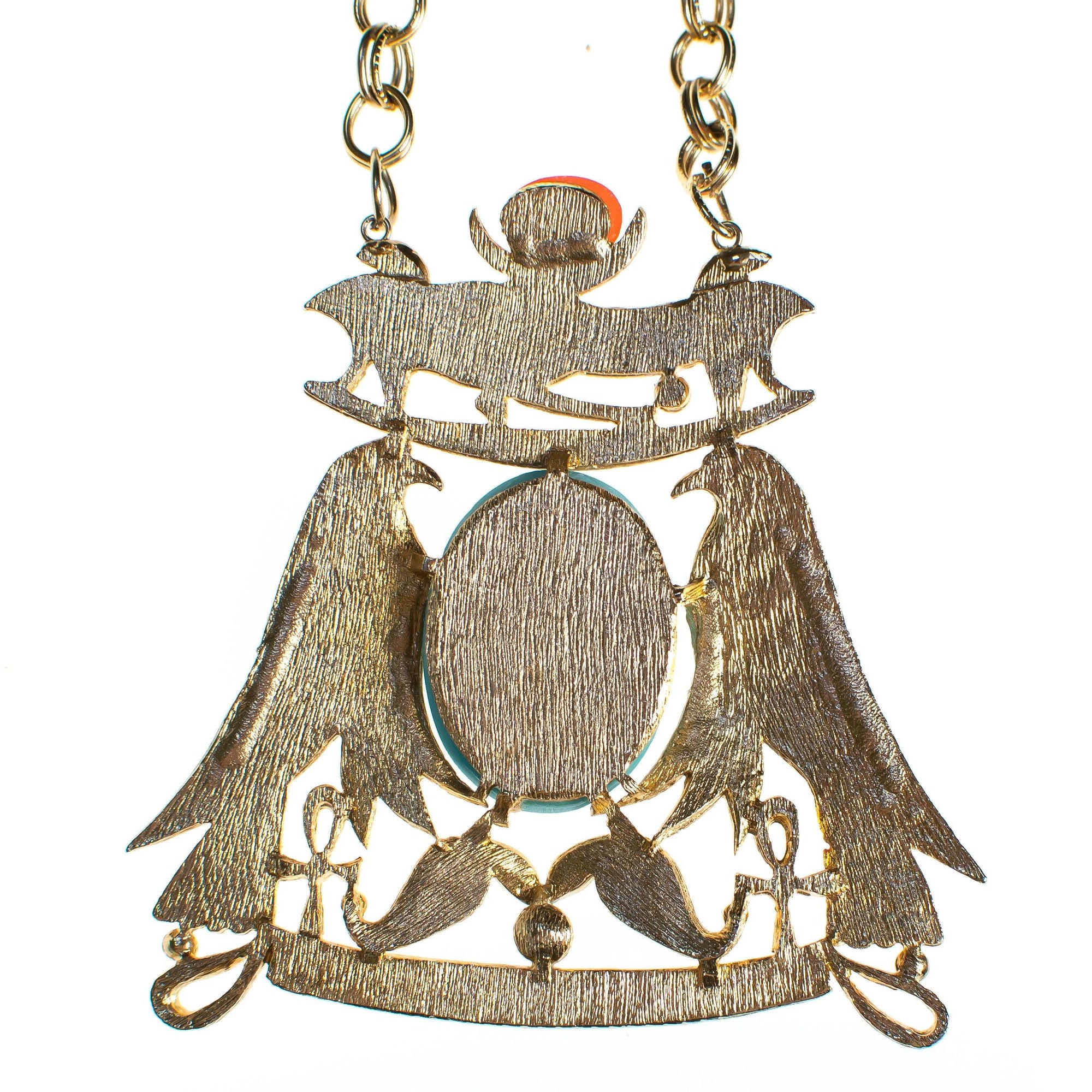 Vintage Accessocraft Turquoise Scarab Necklace by Vintage Meet Modern - Vintage Meet Modern Vintage Jewelry - Chicago, Illinois - #oldhollywoodglamour #vintagemeetmodern #designervintage #jewelrybox #antiquejewelry #vintagejewelry