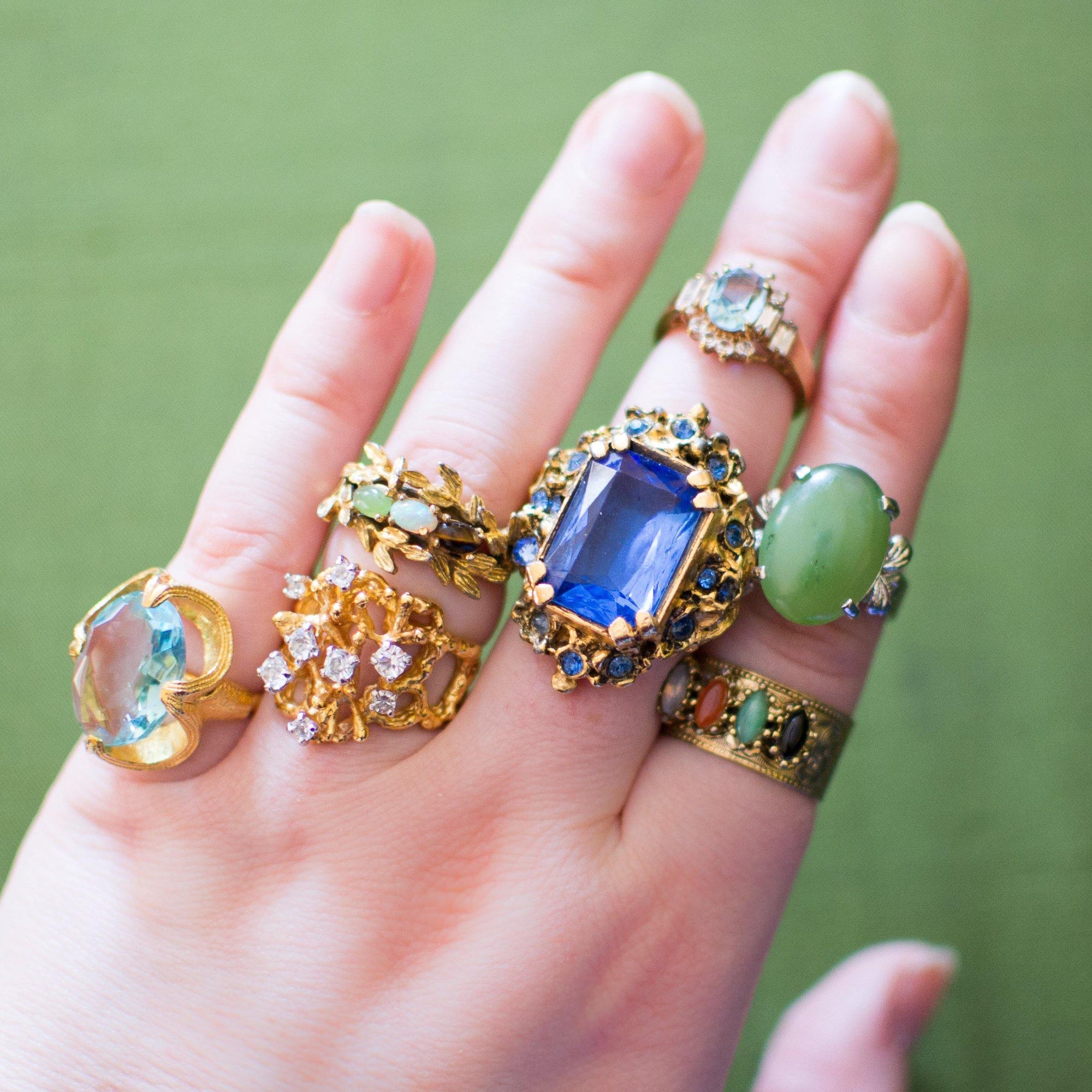 Green Jade Statement Ring, Sterling Silver by Sterling Silver - Vintage Meet Modern Vintage Jewelry - Chicago, Illinois - #oldhollywoodglamour #vintagemeetmodern #designervintage #jewelrybox #antiquejewelry #vintagejewelry