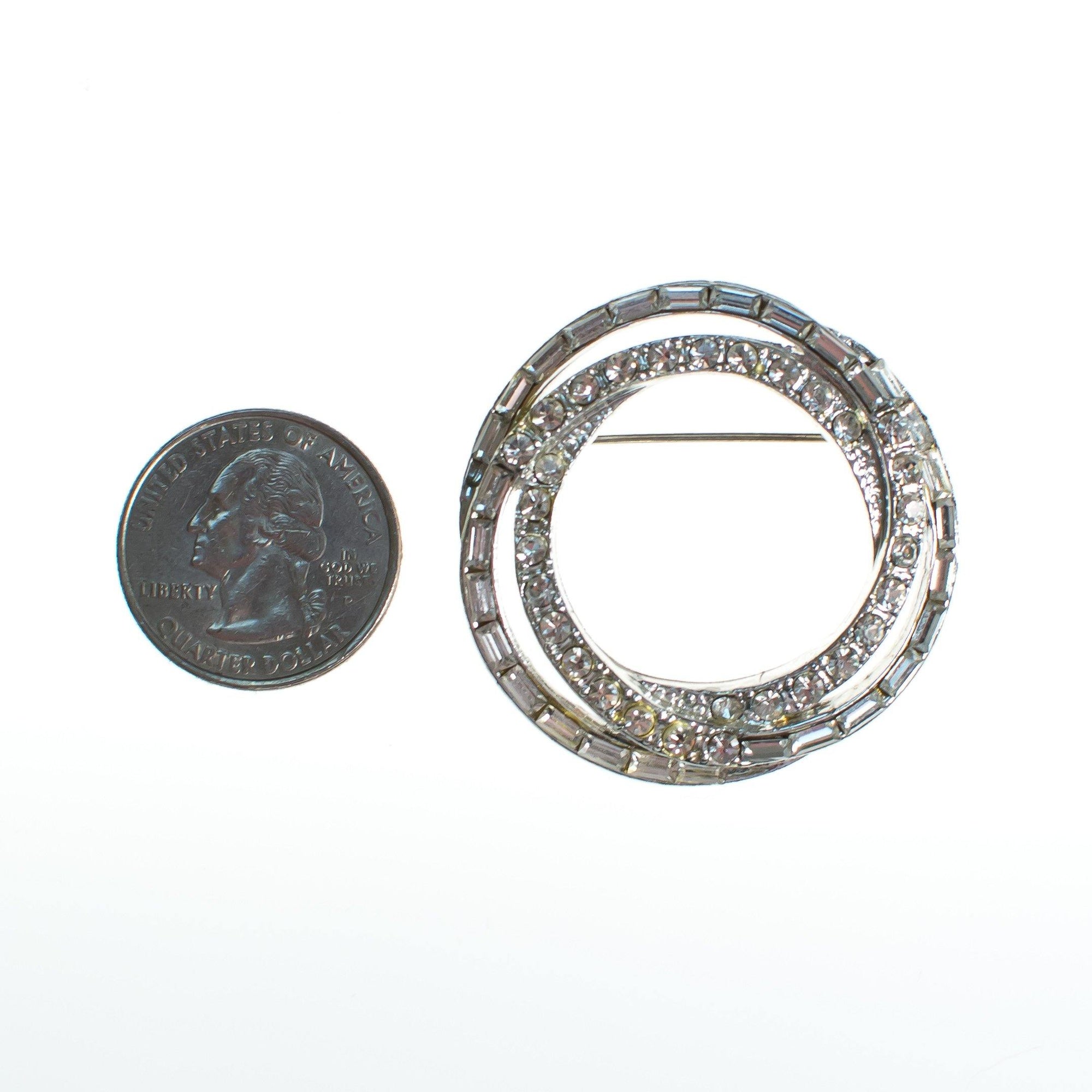 Vintage Art Deco Baguette and Brilliant Cut Circle Brooch by 1940s - Vintage Meet Modern Vintage Jewelry - Chicago, Illinois - #oldhollywoodglamour #vintagemeetmodern #designervintage #jewelrybox #antiquejewelry #vintagejewelry