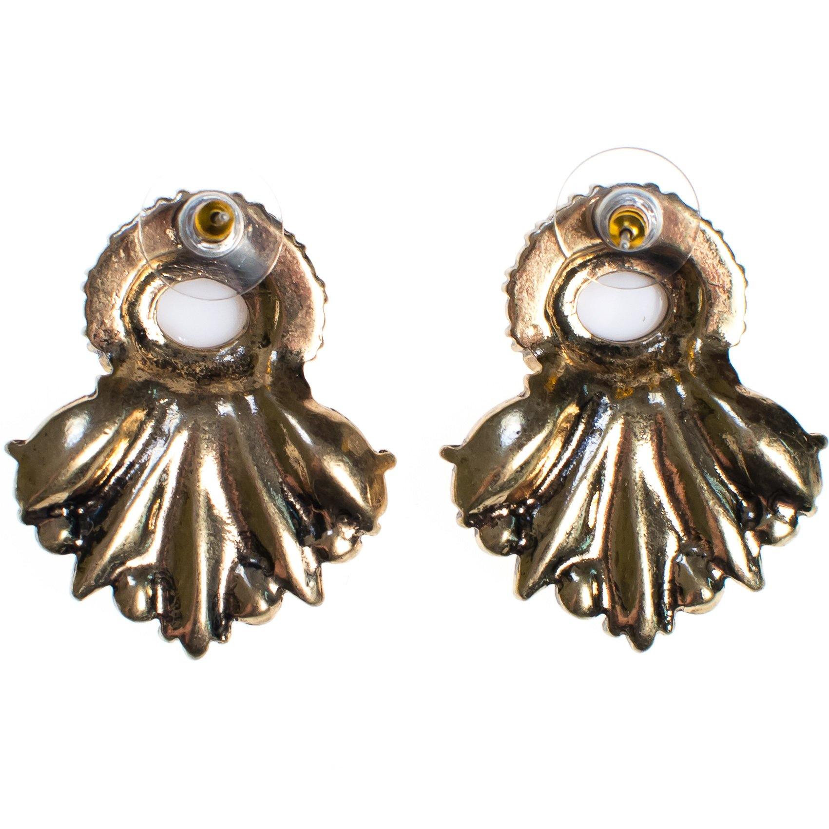 Morganite Topaz Crystal and Pearl Fan Earrings by Vintage Meet Modern - Vintage Meet Modern Vintage Jewelry - Chicago, Illinois - #oldhollywoodglamour #vintagemeetmodern #designervintage #jewelrybox #antiquejewelry #vintagejewelry