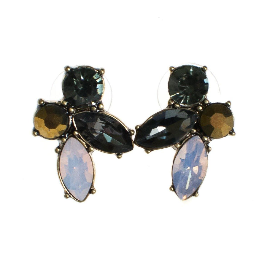 Gray, Gold, Pink, and Smoke Rhinestone Statement Earrings by Vintage Meet Modern - Vintage Meet Modern Vintage Jewelry - Chicago, Illinois - #oldhollywoodglamour #vintagemeetmodern #designervintage #jewelrybox #antiquejewelry #vintagejewelry
