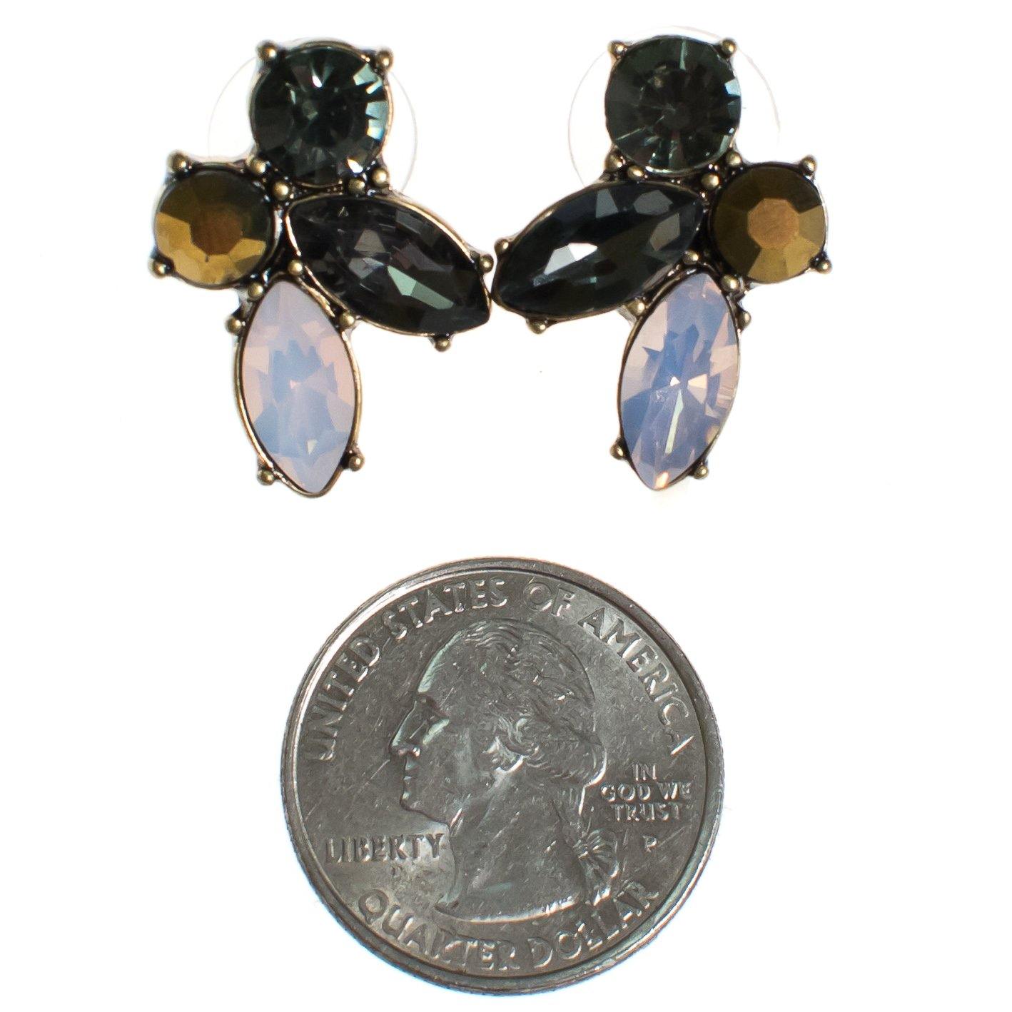 Gray, Gold, Pink, and Smoke Rhinestone Statement Earrings by Vintage Meet Modern - Vintage Meet Modern Vintage Jewelry - Chicago, Illinois - #oldhollywoodglamour #vintagemeetmodern #designervintage #jewelrybox #antiquejewelry #vintagejewelry