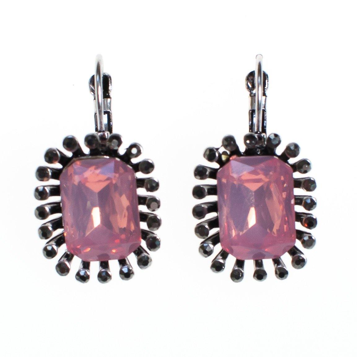 Pink Opaline and Marcasite Crystal Drop Earrings by Vintage Meet Modern - Vintage Meet Modern Vintage Jewelry - Chicago, Illinois - #oldhollywoodglamour #vintagemeetmodern #designervintage #jewelrybox #antiquejewelry #vintagejewelry