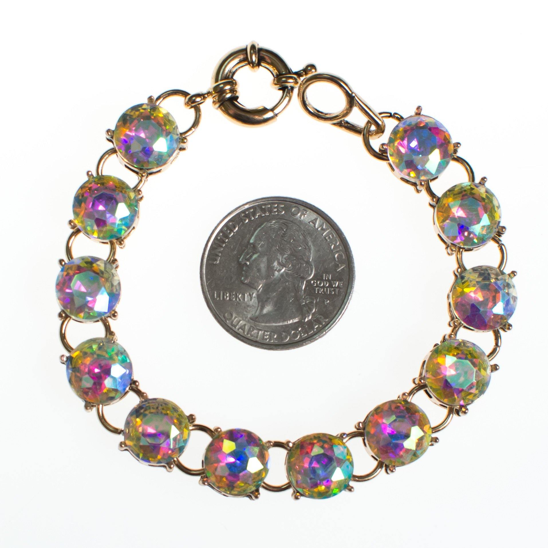 Vintage Aurora Borealis Line Bracelet by Vintage Meet Modern - Vintage Meet Modern Vintage Jewelry - Chicago, Illinois - #oldhollywoodglamour #vintagemeetmodern #designervintage #jewelrybox #antiquejewelry #vintagejewelry