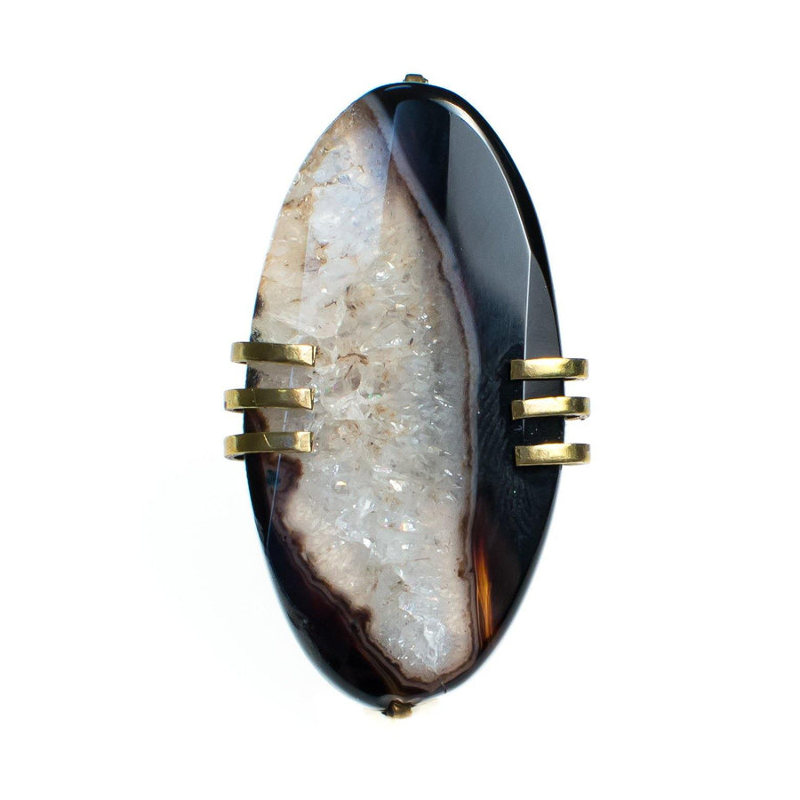 Jan Michael Black and White Agate Statement Ring by Jan Michaels - Vintage Meet Modern Vintage Jewelry - Chicago, Illinois - #oldhollywoodglamour #vintagemeetmodern #designervintage #jewelrybox #antiquejewelry #vintagejewelry