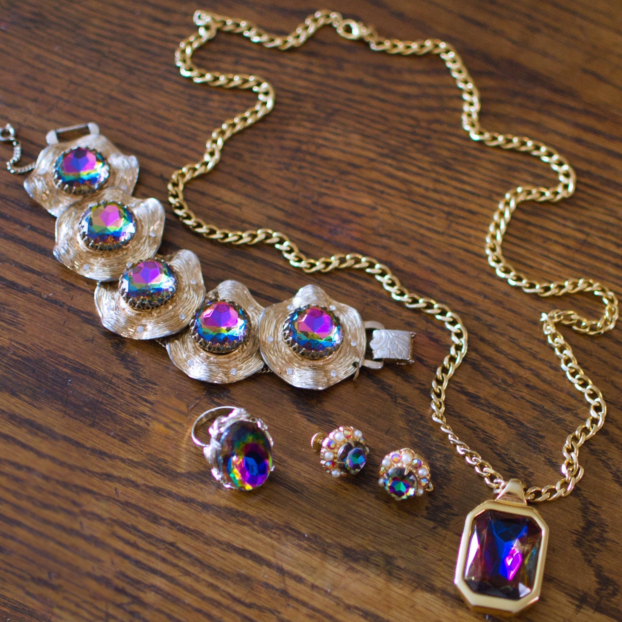 Vintage Kenneth Jay Lane Heliotrope Watermelon Rhinestone Pendant Necklace by Kenneth Jay Lane - Vintage Meet Modern Vintage Jewelry - Chicago, Illinois - #oldhollywoodglamour #vintagemeetmodern #designervintage #jewelrybox #antiquejewelry #vintagejewelry