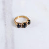 Vintage 1980s Jet Cabochon Three Stone Statement Ring by Unsigned Beauty - Vintage Meet Modern Vintage Jewelry - Chicago, Illinois - #oldhollywoodglamour #vintagemeetmodern #designervintage #jewelrybox #antiquejewelry #vintagejewelry