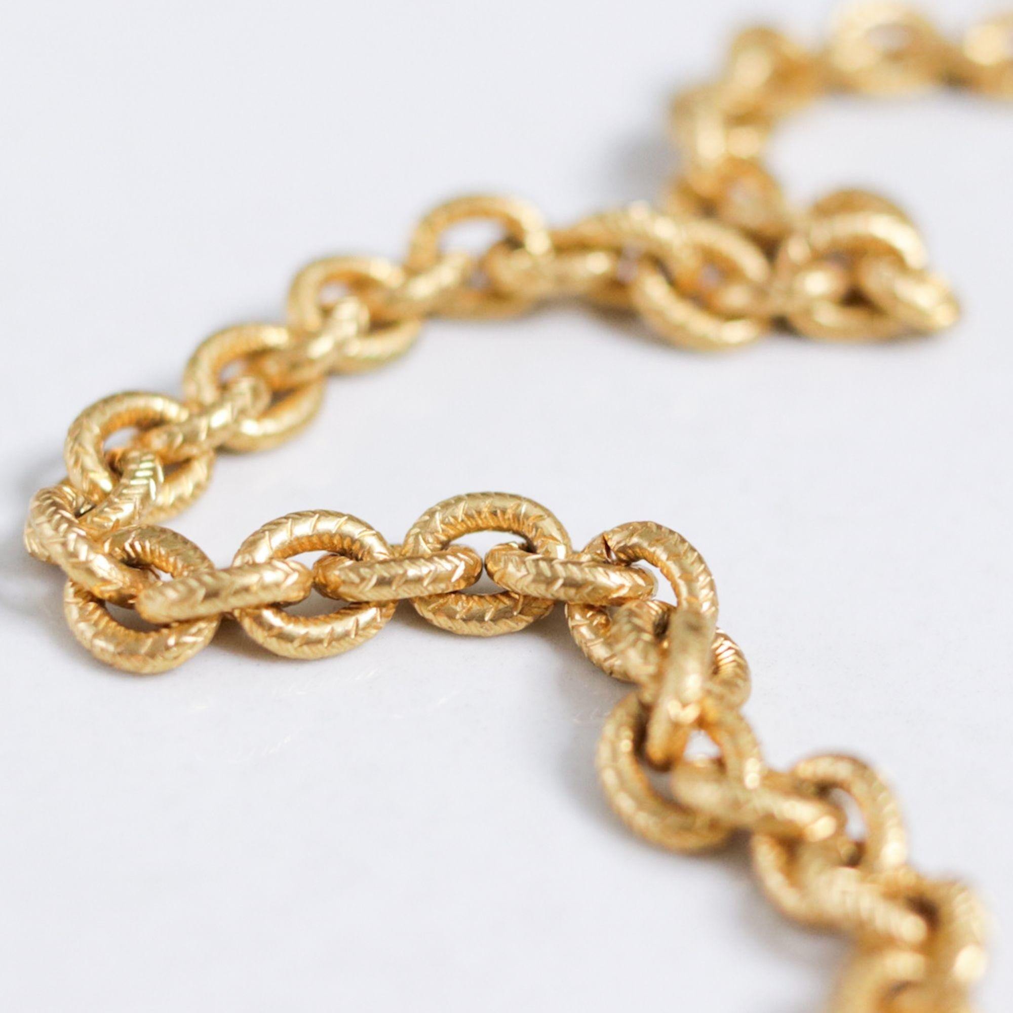 Vintage Leslie Block Long Gold Chain Necklace with Toggle Clasp by Leslie Block - Vintage Meet Modern Vintage Jewelry - Chicago, Illinois - #oldhollywoodglamour #vintagemeetmodern #designervintage #jewelrybox #antiquejewelry #vintagejewelry