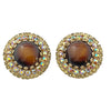 Vintage Hobe Tigers Eye Glass and Aurora Borealis Statement Earrings by Hobe - Vintage Meet Modern Vintage Jewelry - Chicago, Illinois - #oldhollywoodglamour #vintagemeetmodern #designervintage #jewelrybox #antiquejewelry #vintagejewelry