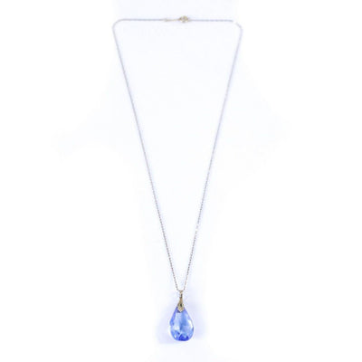 Vintage Art Deco Era Gold Filled Blue Crystal Pendant Necklace by Czech - Vintage Meet Modern Vintage Jewelry - Chicago, Illinois - #oldhollywoodglamour #vintagemeetmodern #designervintage #jewelrybox #antiquejewelry #vintagejewelry