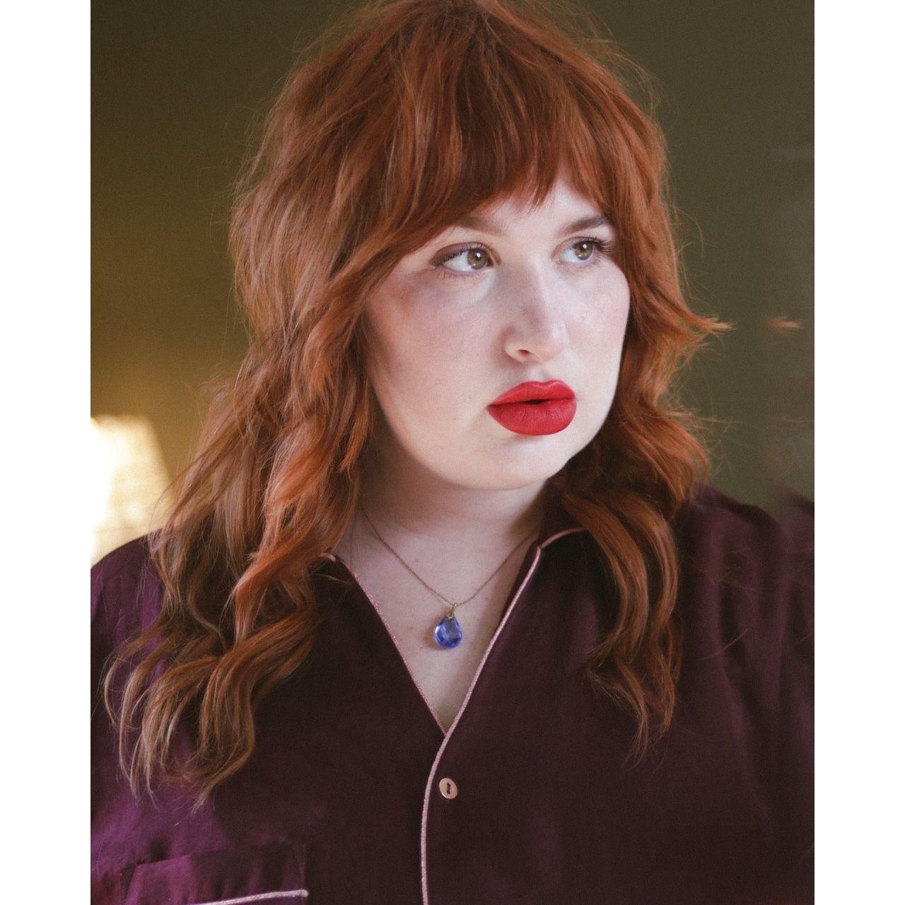 Vintage Art Deco Era Gold Filled Blue Crystal Pendant Necklace by Czech - Vintage Meet Modern Vintage Jewelry - Chicago, Illinois - #oldhollywoodglamour #vintagemeetmodern #designervintage #jewelrybox #antiquejewelry #vintagejewelry