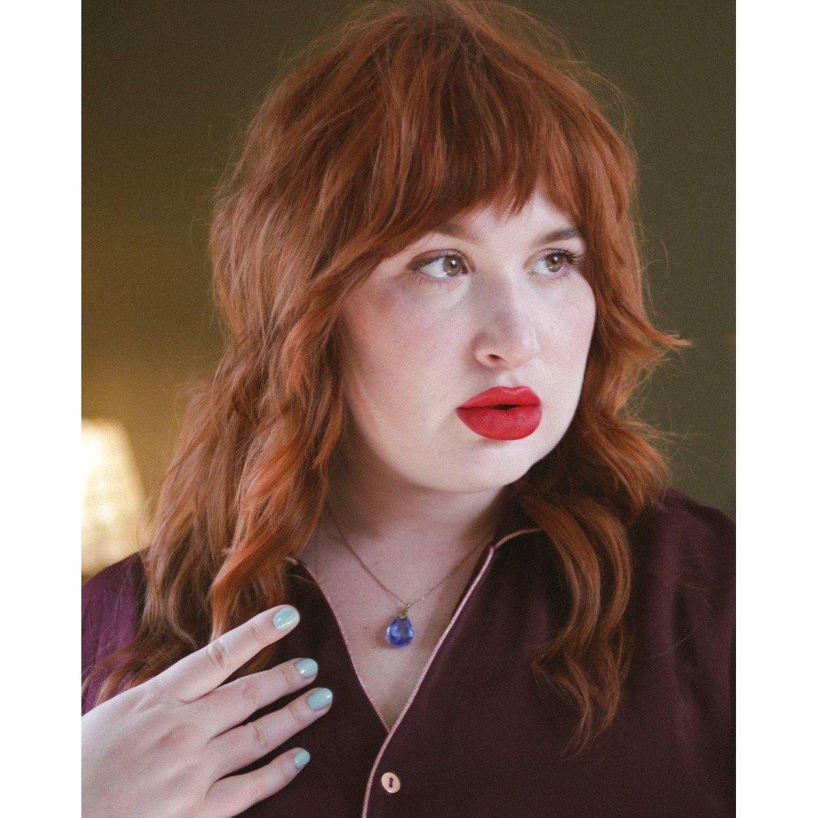 Vintage Art Deco Era Gold Filled Blue Crystal Pendant Necklace by Czech - Vintage Meet Modern Vintage Jewelry - Chicago, Illinois - #oldhollywoodglamour #vintagemeetmodern #designervintage #jewelrybox #antiquejewelry #vintagejewelry