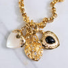 Vintage Joan Rivers Chunk Gold Chain Necklace with Heart Charms by Joan Rivers - Vintage Meet Modern Vintage Jewelry - Chicago, Illinois - #oldhollywoodglamour #vintagemeetmodern #designervintage #jewelrybox #antiquejewelry #vintagejewelry