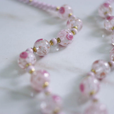 Vintage Pink Venetian Glass Beaded Necklace by Made in Italy - Vintage Meet Modern Vintage Jewelry - Chicago, Illinois - #oldhollywoodglamour #vintagemeetmodern #designervintage #jewelrybox #antiquejewelry #vintagejewelry