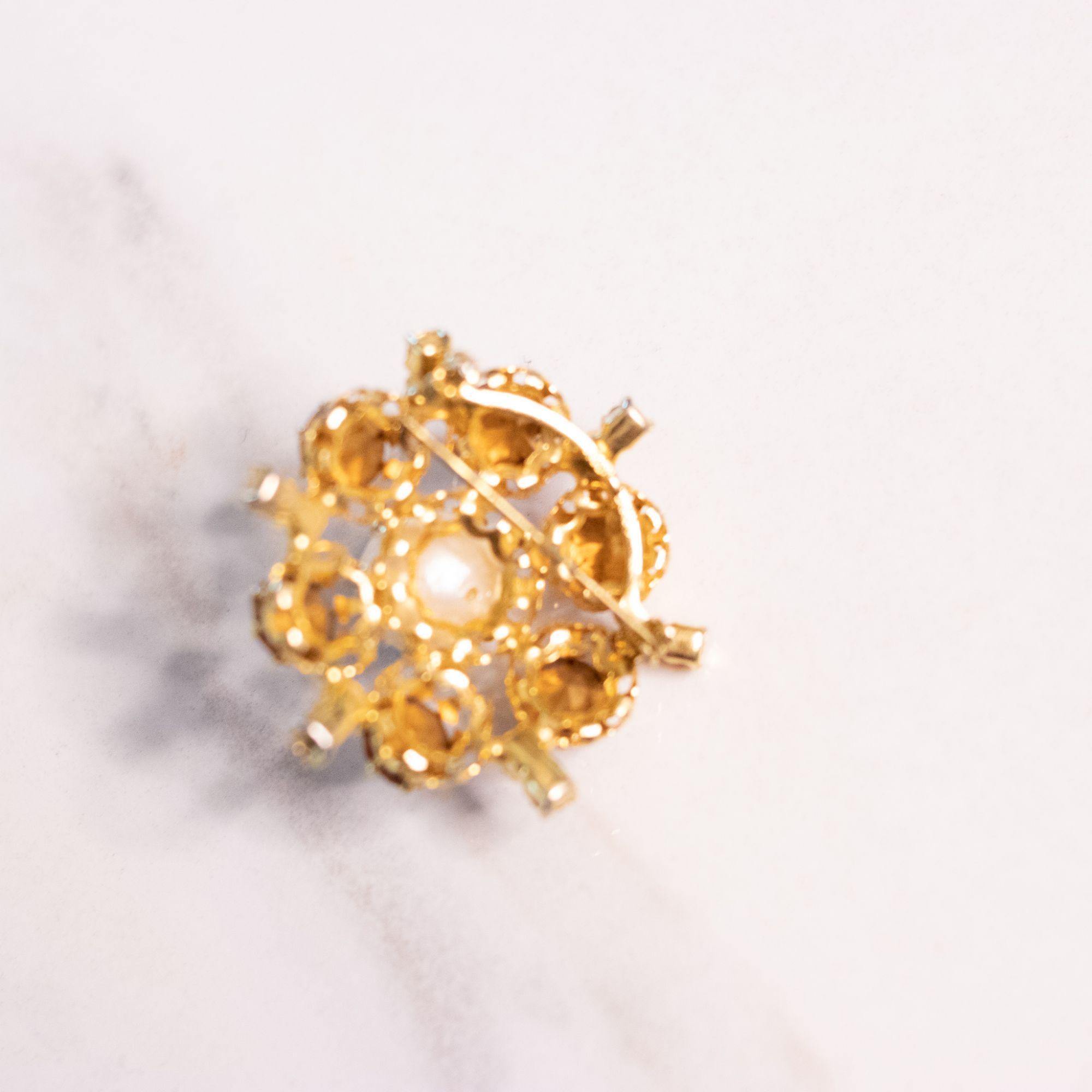 Vintage Pink, Red Rhinestone, Faux Pearl Brooch Made in Austria by Austria - Vintage Meet Modern Vintage Jewelry - Chicago, Illinois - #oldhollywoodglamour #vintagemeetmodern #designervintage #jewelrybox #antiquejewelry #vintagejewelry