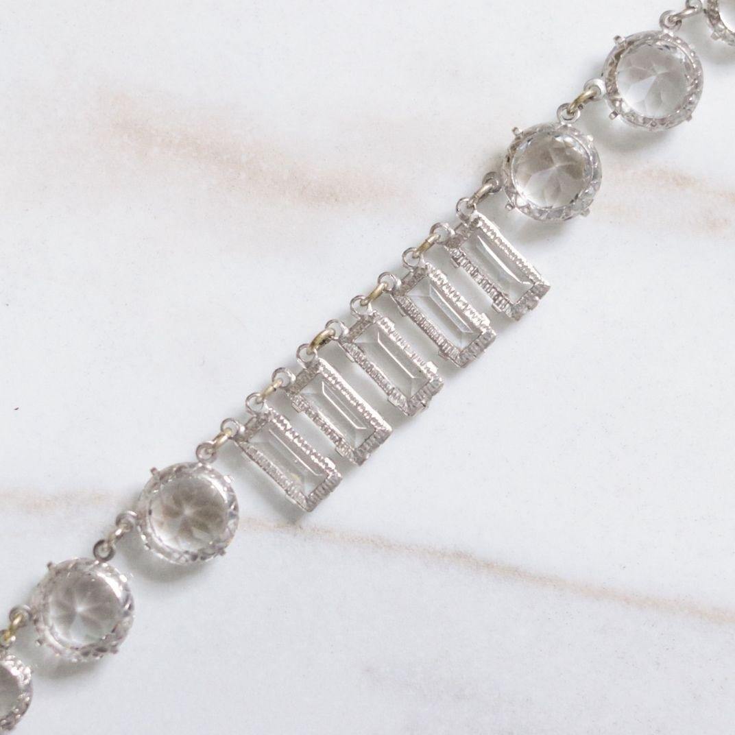 Vintage Art Deco Bezel Set Crystal Necklace by Art Deco Era - Vintage Meet Modern Vintage Jewelry - Chicago, Illinois - #oldhollywoodglamour #vintagemeetmodern #designervintage #jewelrybox #antiquejewelry #vintagejewelry