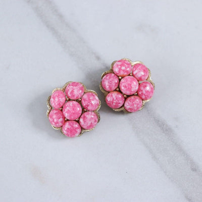 Vintage Kramer Pink Speckled Glass Cluster Statement Earrings by Kramer - Vintage Meet Modern Vintage Jewelry - Chicago, Illinois - #oldhollywoodglamour #vintagemeetmodern #designervintage #jewelrybox #antiquejewelry #vintagejewelry
