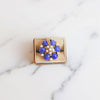 Vintage Florenza Lapis Glass and Faux Pearl Statement Ring by Florenza - Vintage Meet Modern Vintage Jewelry - Chicago, Illinois - #oldhollywoodglamour #vintagemeetmodern #designervintage #jewelrybox #antiquejewelry #vintagejewelry