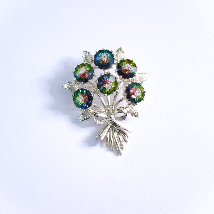 Vintage Emmons Rainbow Heliotrope Rhinestone Bouquet Brooch by Emmons - Vintage Meet Modern Vintage Jewelry - Chicago, Illinois - #oldhollywoodglamour #vintagemeetmodern #designervintage #jewelrybox #antiquejewelry #vintagejewelry
