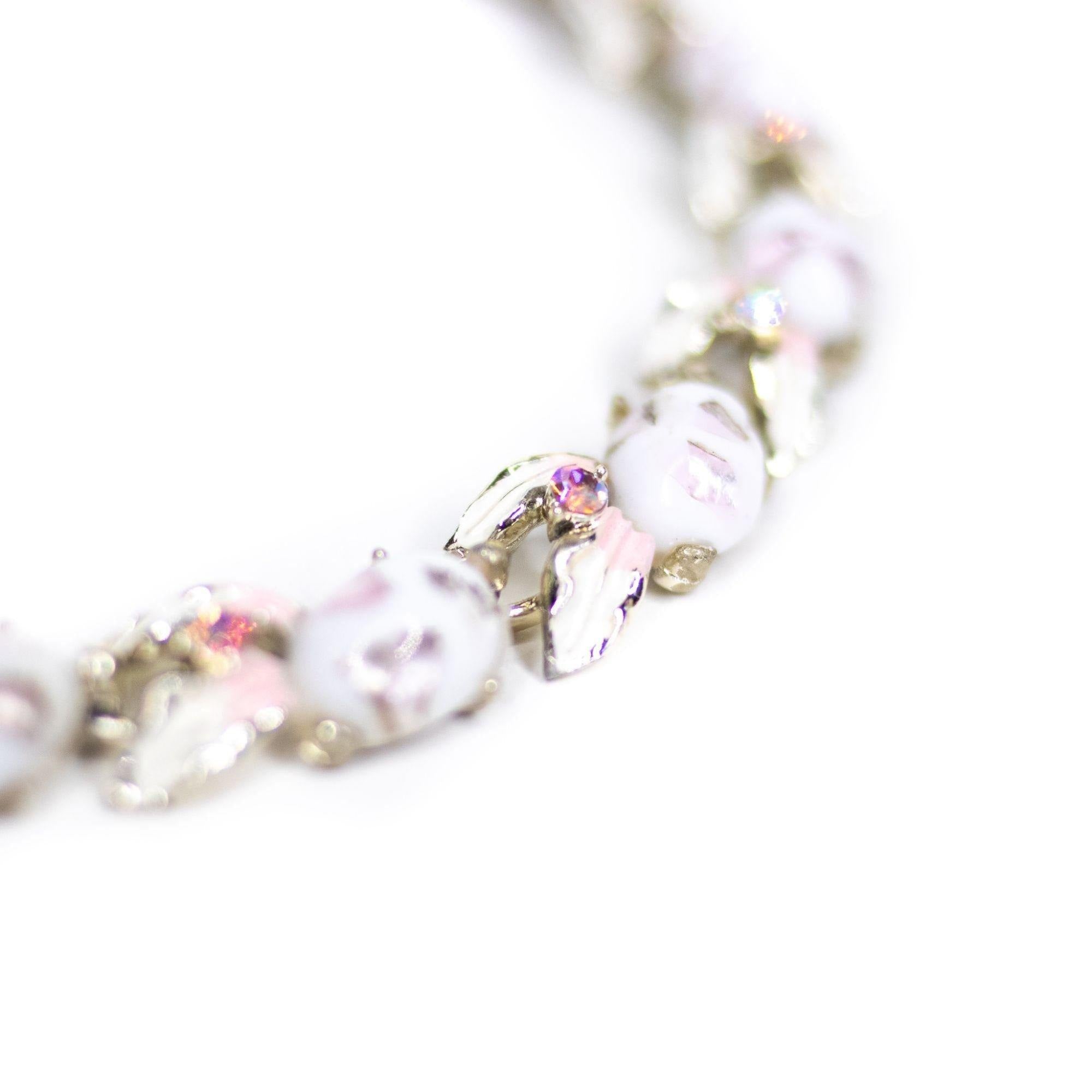 Vintage White Confetti Lucite with Iridescent Pink Specks Necklace by Coro - Vintage Meet Modern Vintage Jewelry - Chicago, Illinois - #oldhollywoodglamour #vintagemeetmodern #designervintage #jewelrybox #antiquejewelry #vintagejewelry