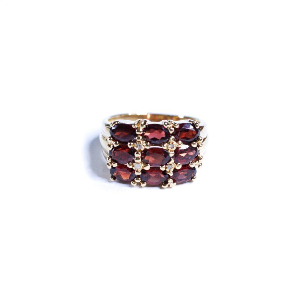 Vintage Garnet Wide Band Ring