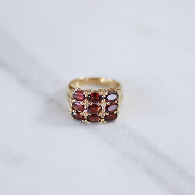 Vintage Garnet Wide Band Ring by Unsigned Beauty - Vintage Meet Modern Vintage Jewelry - Chicago, Illinois - #oldhollywoodglamour #vintagemeetmodern #designervintage #jewelrybox #antiquejewelry #vintagejewelry