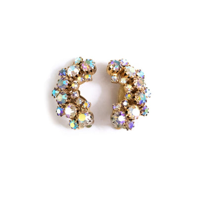 Vintage Golden Aurora Borealis Ear Crawler Earrings by Unsigned Beauty - Vintage Meet Modern Vintage Jewelry - Chicago, Illinois - #oldhollywoodglamour #vintagemeetmodern #designervintage #jewelrybox #antiquejewelry #vintagejewelry