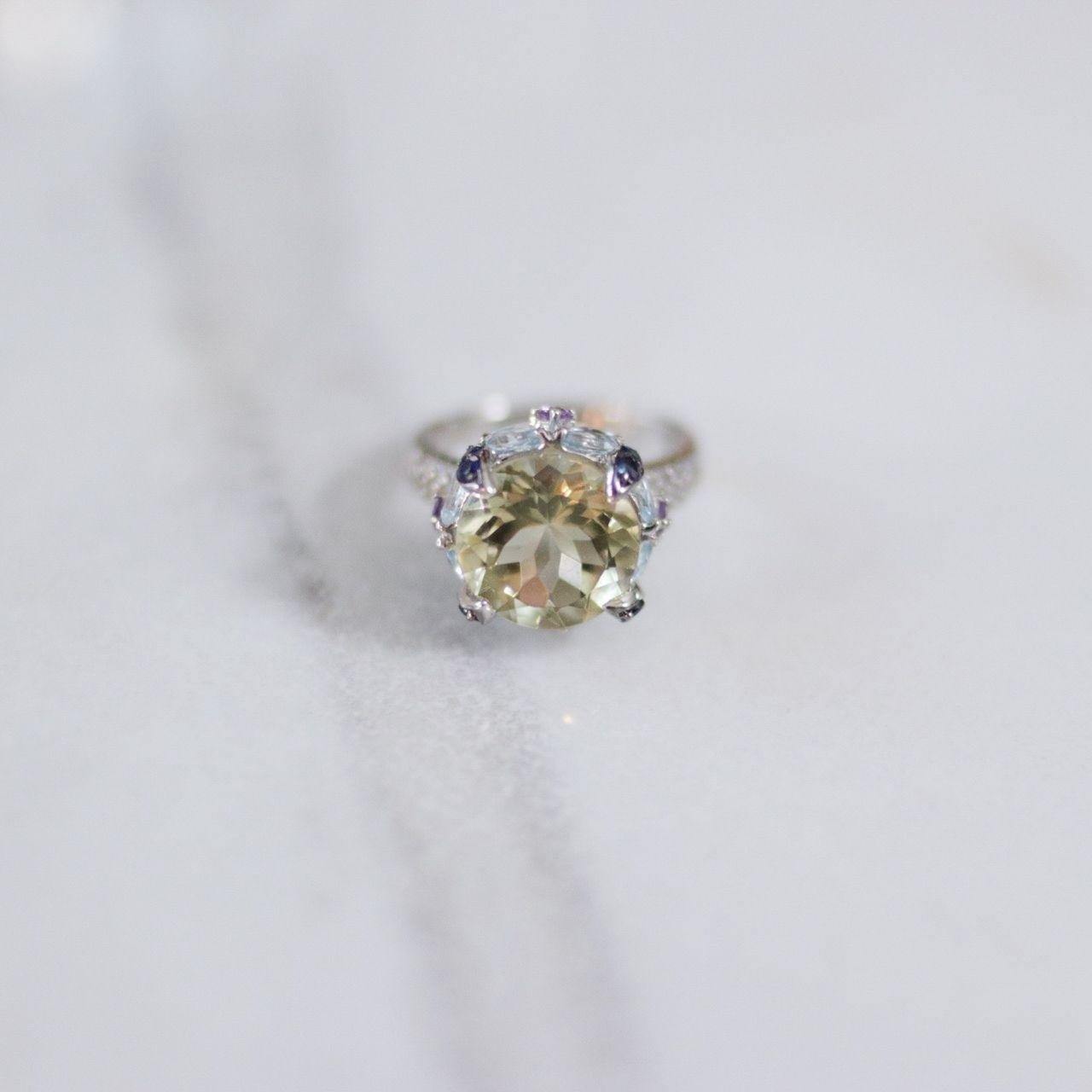 Vintage Citrine, Amethyst, Sapphire, Aquamarine Statement Ring by Unsigned Beauty - Vintage Meet Modern Vintage Jewelry - Chicago, Illinois - #oldhollywoodglamour #vintagemeetmodern #designervintage #jewelrybox #antiquejewelry #vintagejewelry