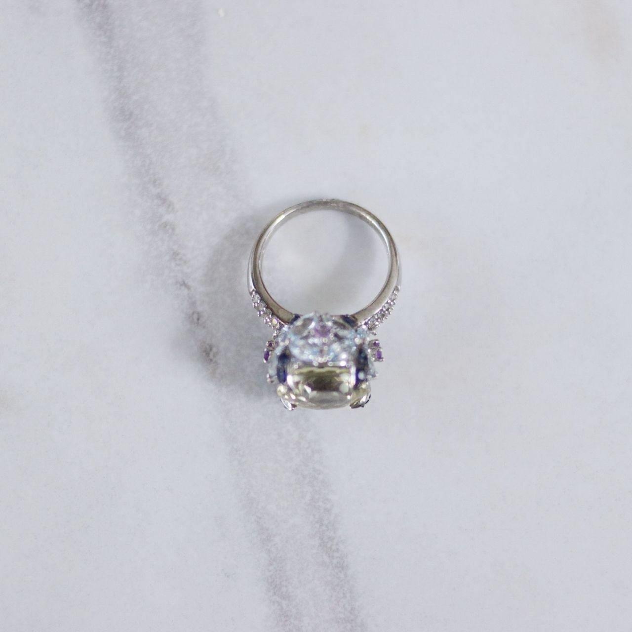 Vintage Citrine, Amethyst, Sapphire, Aquamarine Statement Ring by Unsigned Beauty - Vintage Meet Modern Vintage Jewelry - Chicago, Illinois - #oldhollywoodglamour #vintagemeetmodern #designervintage #jewelrybox #antiquejewelry #vintagejewelry