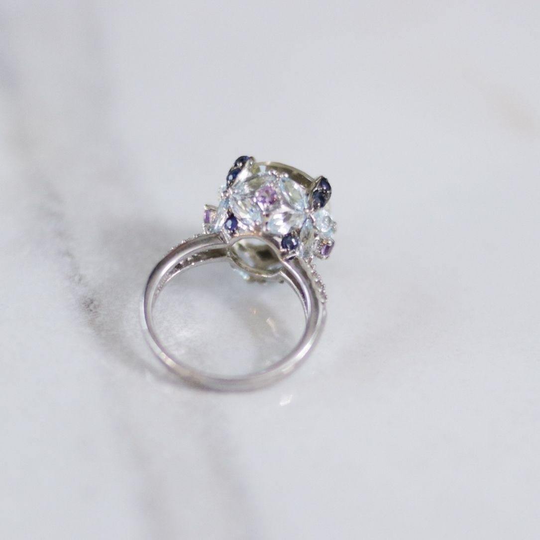 Vintage Citrine, Amethyst, Sapphire, Aquamarine Statement Ring by Unsigned Beauty - Vintage Meet Modern Vintage Jewelry - Chicago, Illinois - #oldhollywoodglamour #vintagemeetmodern #designervintage #jewelrybox #antiquejewelry #vintagejewelry