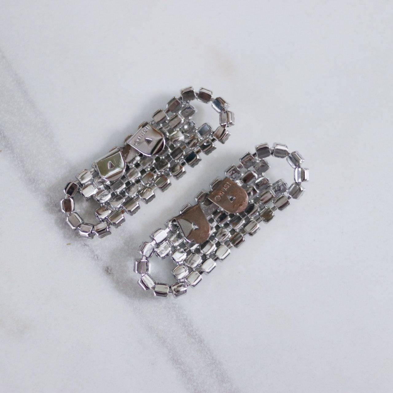 Vintage Musi Rhinestone Diamante Shoe Clips in Silver Tone by Musi - Vintage Meet Modern Vintage Jewelry - Chicago, Illinois - #oldhollywoodglamour #vintagemeetmodern #designervintage #jewelrybox #antiquejewelry #vintagejewelry