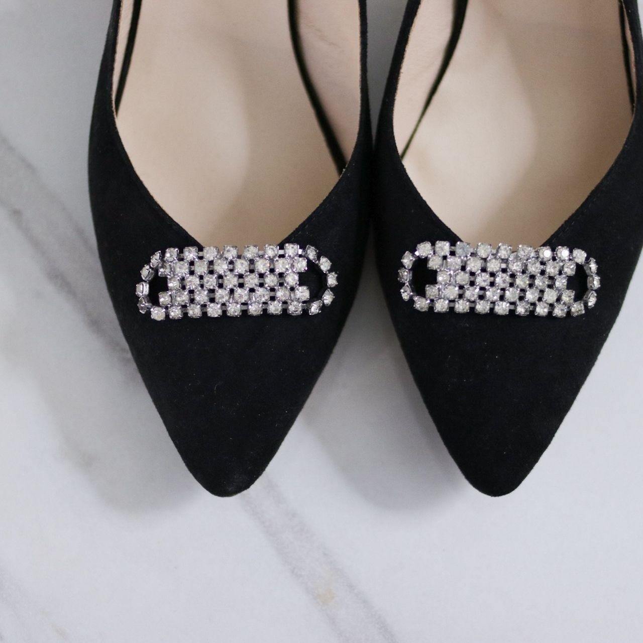 Vintage Musi Rhinestone Diamante Shoe Clips in Silver Tone by Musi - Vintage Meet Modern Vintage Jewelry - Chicago, Illinois - #oldhollywoodglamour #vintagemeetmodern #designervintage #jewelrybox #antiquejewelry #vintagejewelry