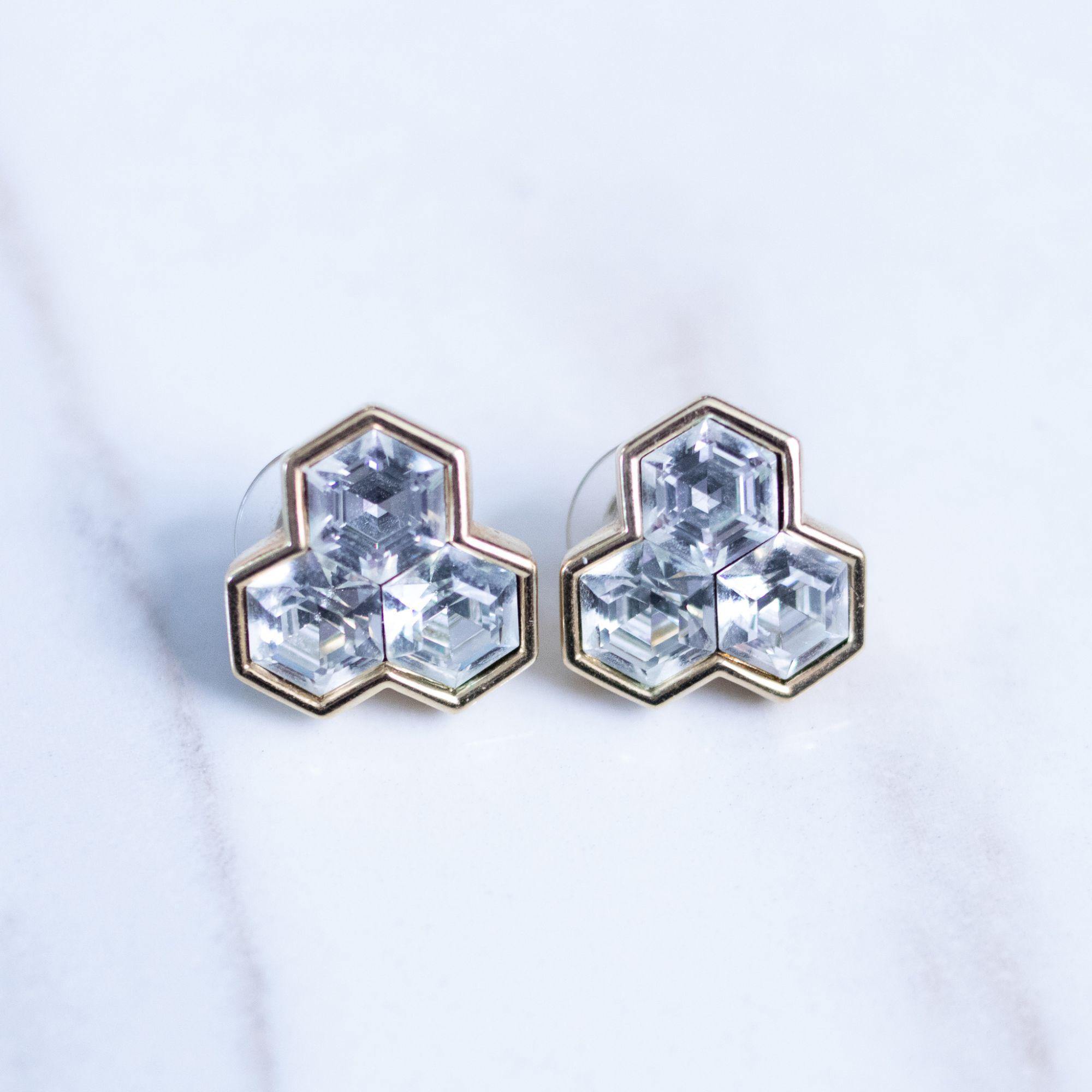 Vintage Savvy Swarovski Pentagon Crystal Statement Earrings by Swarovksi - Vintage Meet Modern Vintage Jewelry - Chicago, Illinois - #oldhollywoodglamour #vintagemeetmodern #designervintage #jewelrybox #antiquejewelry #vintagejewelry