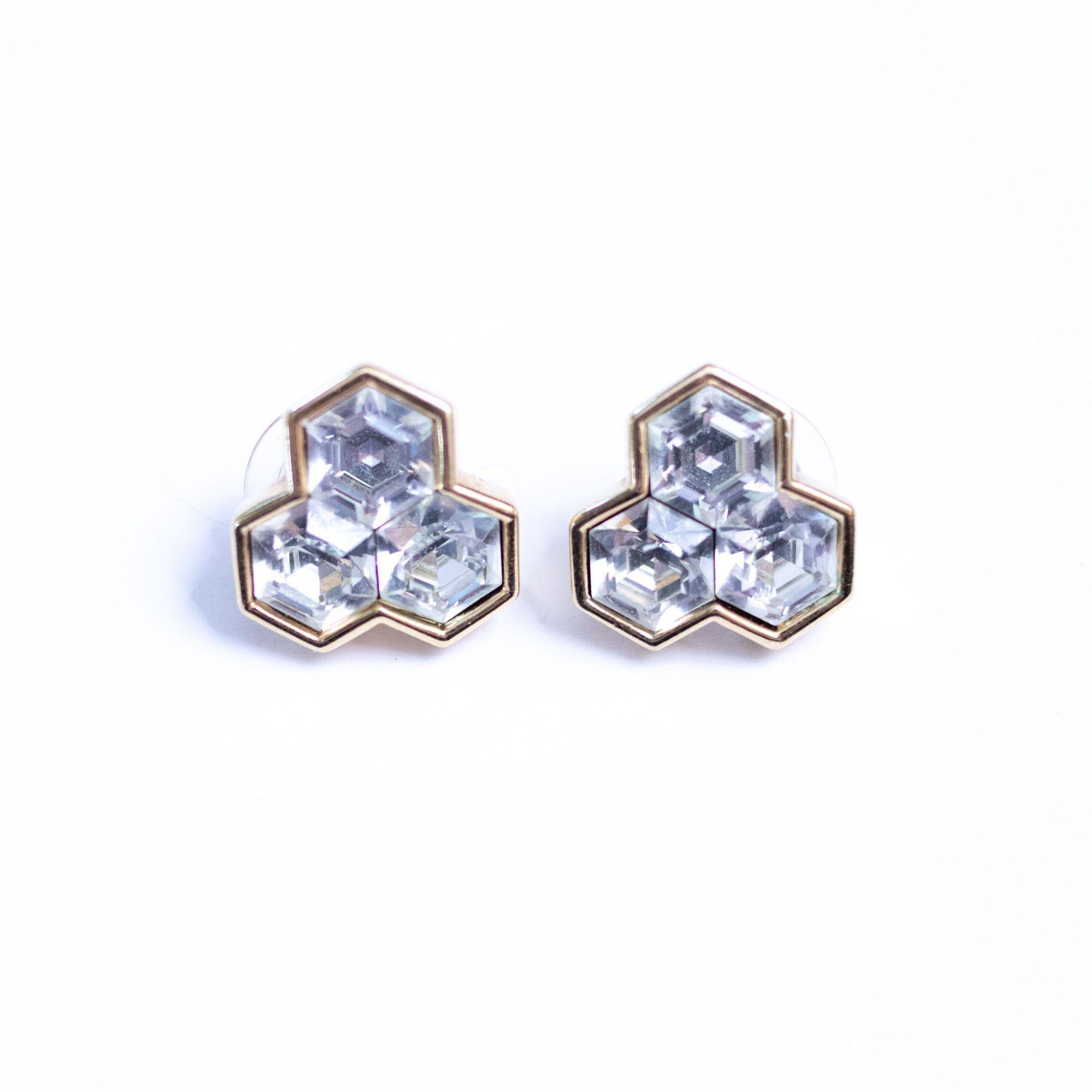 Vintage Savvy Swarovski Pentagon Crystal Statement Earrings by Swarovksi - Vintage Meet Modern Vintage Jewelry - Chicago, Illinois - #oldhollywoodglamour #vintagemeetmodern #designervintage #jewelrybox #antiquejewelry #vintagejewelry