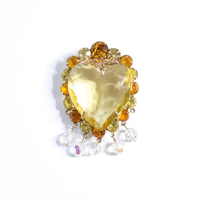 Vintage Yellow Crystal Heat Brooch with Cha Cha Aurora Borealis Crystal Beads by Unsigned Beauty - Vintage Meet Modern Vintage Jewelry - Chicago, Illinois - #oldhollywoodglamour #vintagemeetmodern #designervintage #jewelrybox #antiquejewelry #vintagejewelry