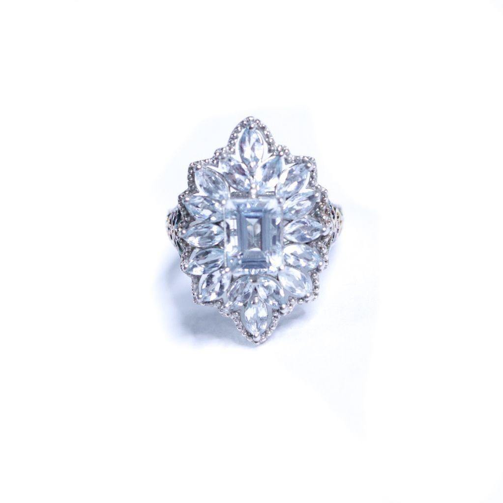 Vintage Art Deco Style White Tourmaline Cocktail Statement Ring