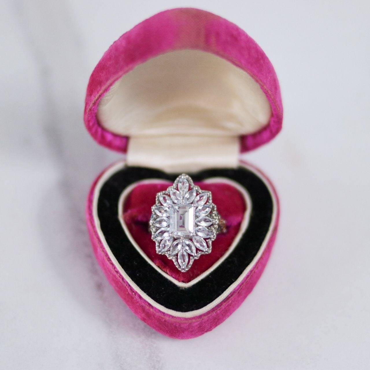 Vintage Art Deco Style White Tourmaline Cocktail Statement Ring by Unsigned Beauty - Vintage Meet Modern Vintage Jewelry - Chicago, Illinois - #oldhollywoodglamour #vintagemeetmodern #designervintage #jewelrybox #antiquejewelry #vintagejewelry